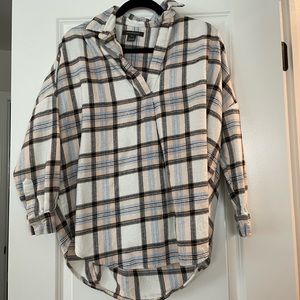 French Connection Cream Plaid Button-Front Shirt
